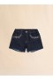  Dark Denim Shorts With Rhinestones