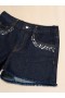  Dark Denim Shorts With Rhinestones