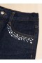  Dark Denim Shorts With Rhinestones