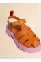  Orange Leather Fisherman Sandal Orange/pink/black