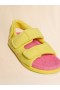  Yellow And Pink Towelling Triple-strap Fussbett Yellow/pink