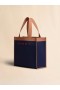  Blue And Brown Jacquard Shopping Bag Iris/peanuts/red