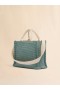  Green-coloured Raffia-effect Small Tote Bag Tea Green
