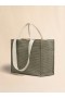  Green Raffia-effect Large Tote Bag Dustyolive