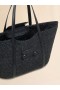  Medium Raffia-effect Trunkaroo Beach Bag Black
