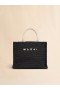  Raffia-effect Small Tote Bag Black/natural
