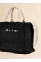  Raffia-effect Small Tote Bag Black/natural