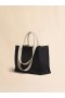  Shopping Tote In Raffia-effect Fabric Black/natural