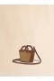  Tropicalia Micro Bag In Brown Leather And Raffia-effect Fabric Rawsienna