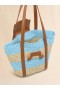  Small Blue Stripe Raffia-effect Trunkaroo Beach Bag Natural/rain