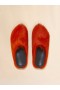  Orange Long Hair Calfskin Fussbett Sabot