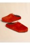  Orange Long Hair Calfskin Fussbett Sabot