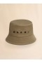  Green Organic Gabardine Bucket Hat With Embroidered Logo Olive