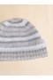  White Brushed Mohair Beanie With Stripes Lilywhite