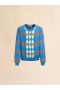  Blue Stripe Sweater With Argyle Motif Azure
