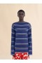  Blue Striped Boat Neck Jumper With Contrasting Back Ink
