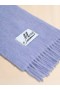  Indigo Brushed Alpaca Scarf With Fringes Blue Lilac
