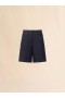  Deep Blue Stretch Denim Trompe L'oeil Bermuda Shorts Blublack