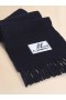  Deep Blue Brushed Alpaca Scarf With Fringes Blublack