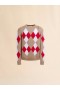  Beige Crew Neck Wool Jumper With Argyle Motif Winterwheat