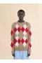  Beige Crew Neck Wool Jumper With Argyle Motif Winterwheat