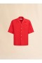  Red Organic Poplin Bowling Shirt With Hidden Logo Arbutus