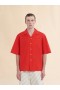  Red Organic Poplin Bowling Shirt With Hidden Logo Arbutus