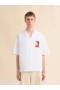  White Poplin Bowling Shirt With Dante Patch Lilywhite