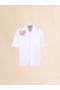  White Poplin Bowling Shirt With Fawn Patch Lilywhite