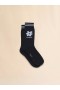  Cotton Socks With Light Blue Jacquard Flower Detail Black