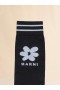  Cotton Socks With Light Blue Jacquard Flower Detail Black