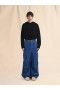  Dark Blue Denim Cargo Pants With Marni Logo Patch Ocean