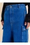  Dark Blue Denim Cargo Pants With Marni Logo Patch Ocean