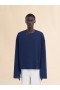 Dark Blue Ribbed Cotton T-shirt With Marni Symbol Bluechina