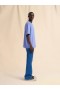  Indigo Organic Cotton Oversized T-shirt With Marni Patches Blue Lilac