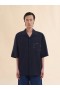  Deep Blue Tropical Wool Bowling Shirt With Marni Mending Blublack