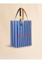  Blue Striped Tribeca Shopping Bag With Marni Logo Opal/estateblue