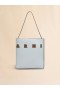  Small Light Grey Leather Museo Hobo Bag With Marni Logo Frost/cork