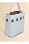  Small Light Grey Leather Museo Hobo Bag With Marni Logo Frost/cork