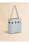  Small Light Grey Leather Museo Hobo Bag With Marni Logo Frost/cork