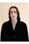  Shaved Shearling Coat With Padded Shoulders Black