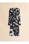  And White Dilles Print Silk Dress Black