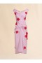  Pink Silk Jaquard Dress With Flower Patches And Sequins Pinkgummy