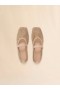  Beige Mesh Mary Jane Ballet Flat With Crystals Camel