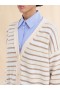  Ivory Striped Cashmere Blend Cardigan