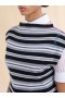  Sleeveless Striped Knitted Top With Contrasting Back Panel Black