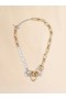  Mixed Link Chain Necklace With Pearls And Rings Vintage/deep Gold