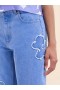  Light Blue Denim Boyfriend Jeans With Patch Details Cobalt