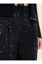  Straight Cut Wool Trousers With Bead Detail Black