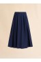  Blue Organic Poplin Elasticated Midi Skirt Lightnavy